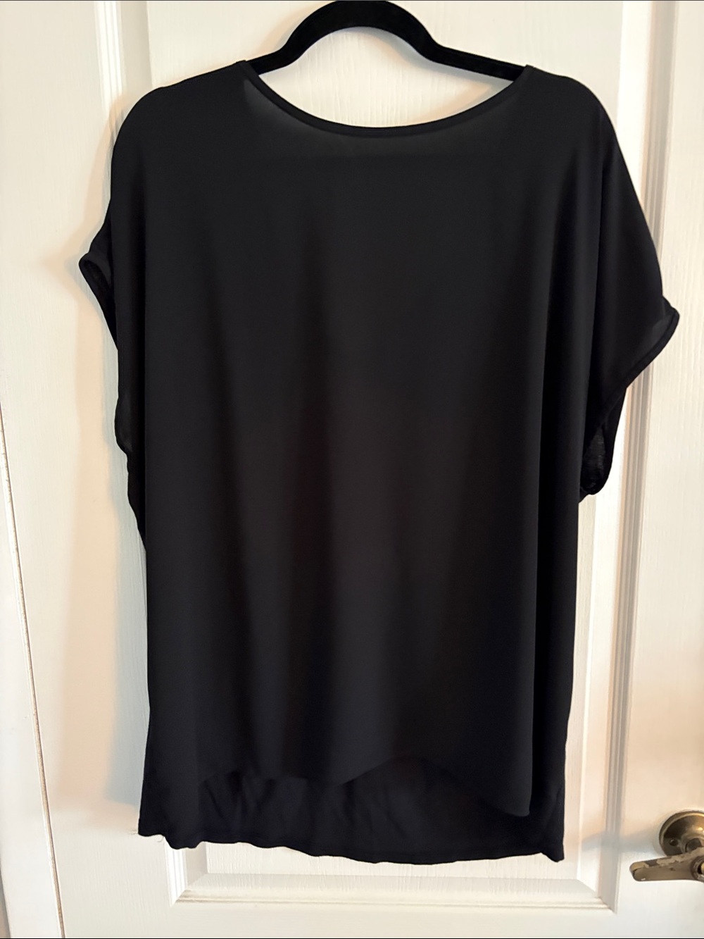 LOFT Black Short Sleeve Relaxed Blouse